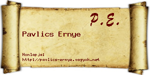 Pavlics Ernye névjegykártya